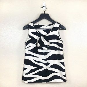 Kate Spade Ciara Zebra Print Silk Sleeveless Ruffle Top